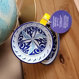 Porcelain Indigenous Art Mug and saucer Hummingbird